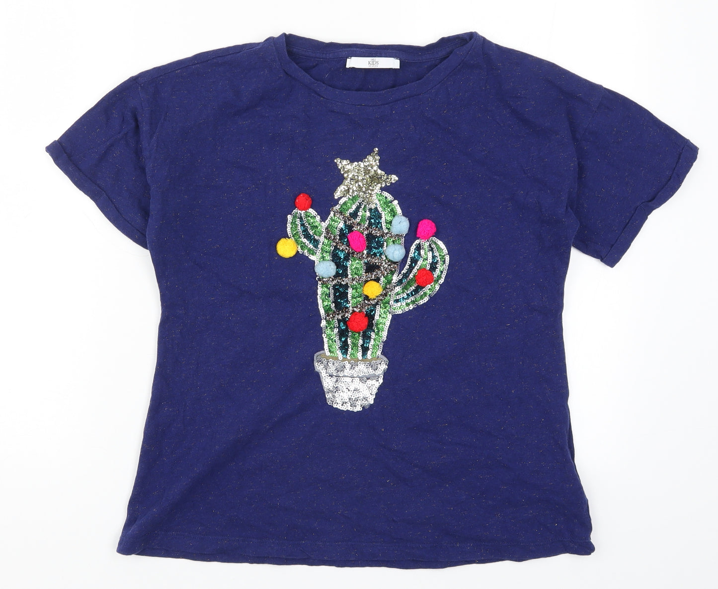 Marks and Spencer Girls Blue   Basic T-Shirt Size 12-13 Years  - Cactus