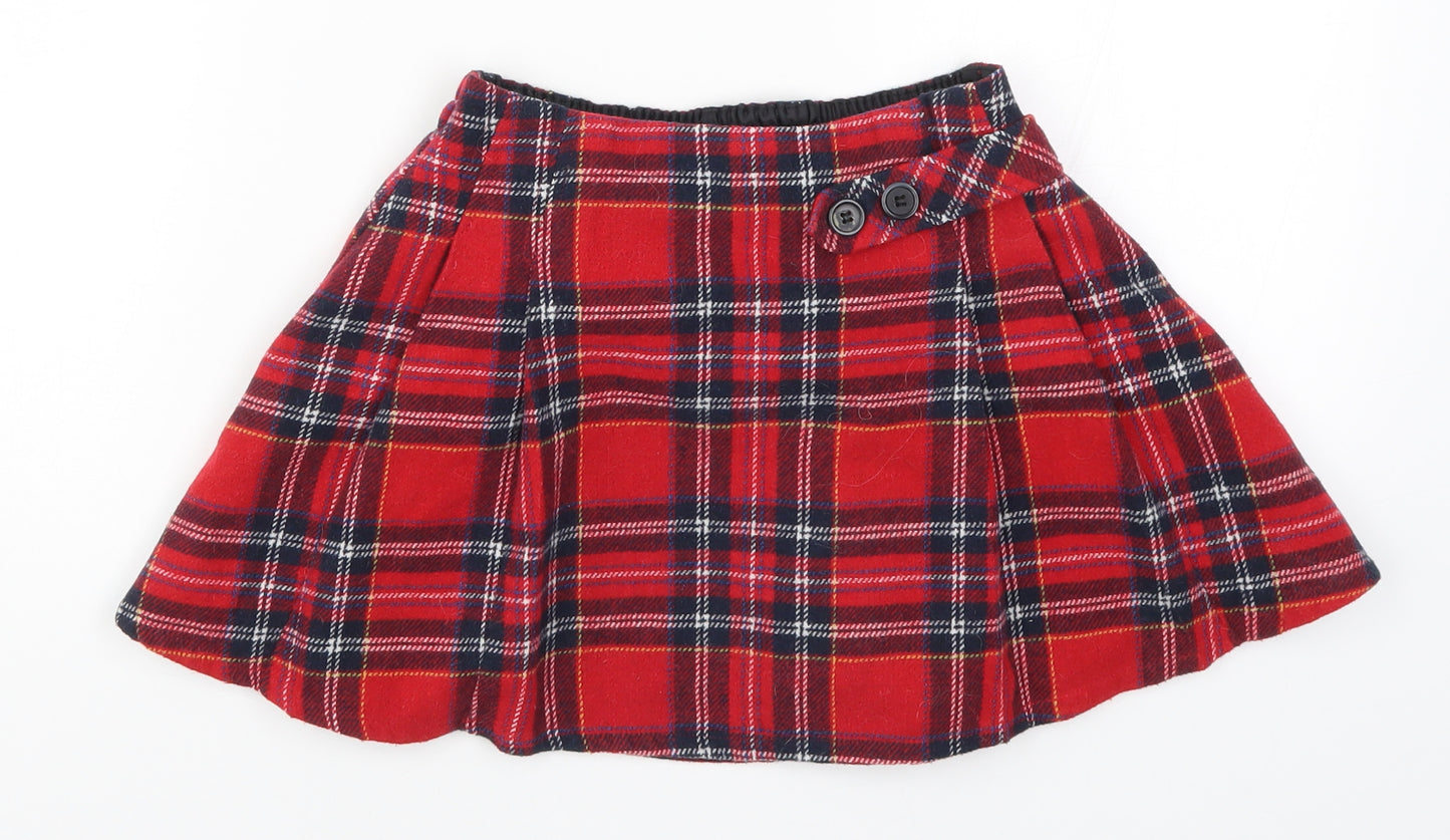 George Girls Red Check  Skater Skirt Size 6-7 Years