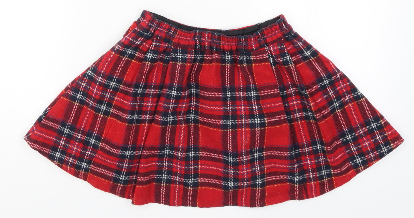 George Girls Red Check  Skater Skirt Size 6-7 Years