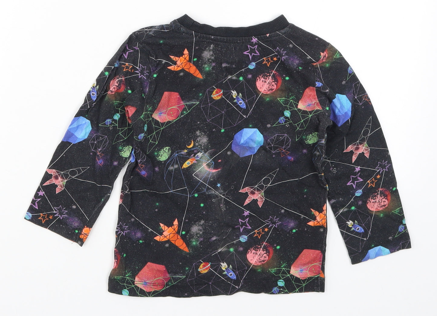 NEXT Boys Black Solid  Cami Pyjama Top Size 12-18 Months  - Galaxy Space Ships