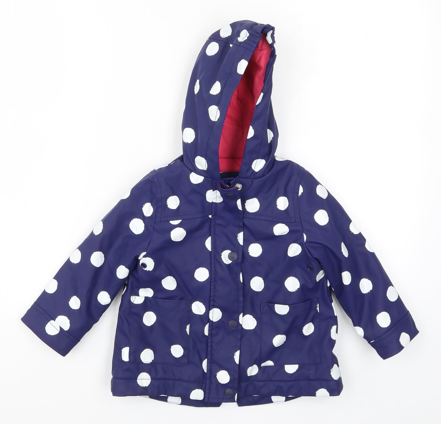 Mothercare Girls Blue Polka Dot  Rain Coat Coat Size 12-18 Months