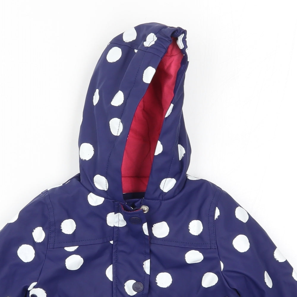 Mothercare Girls Blue Polka Dot  Rain Coat Coat Size 12-18 Months