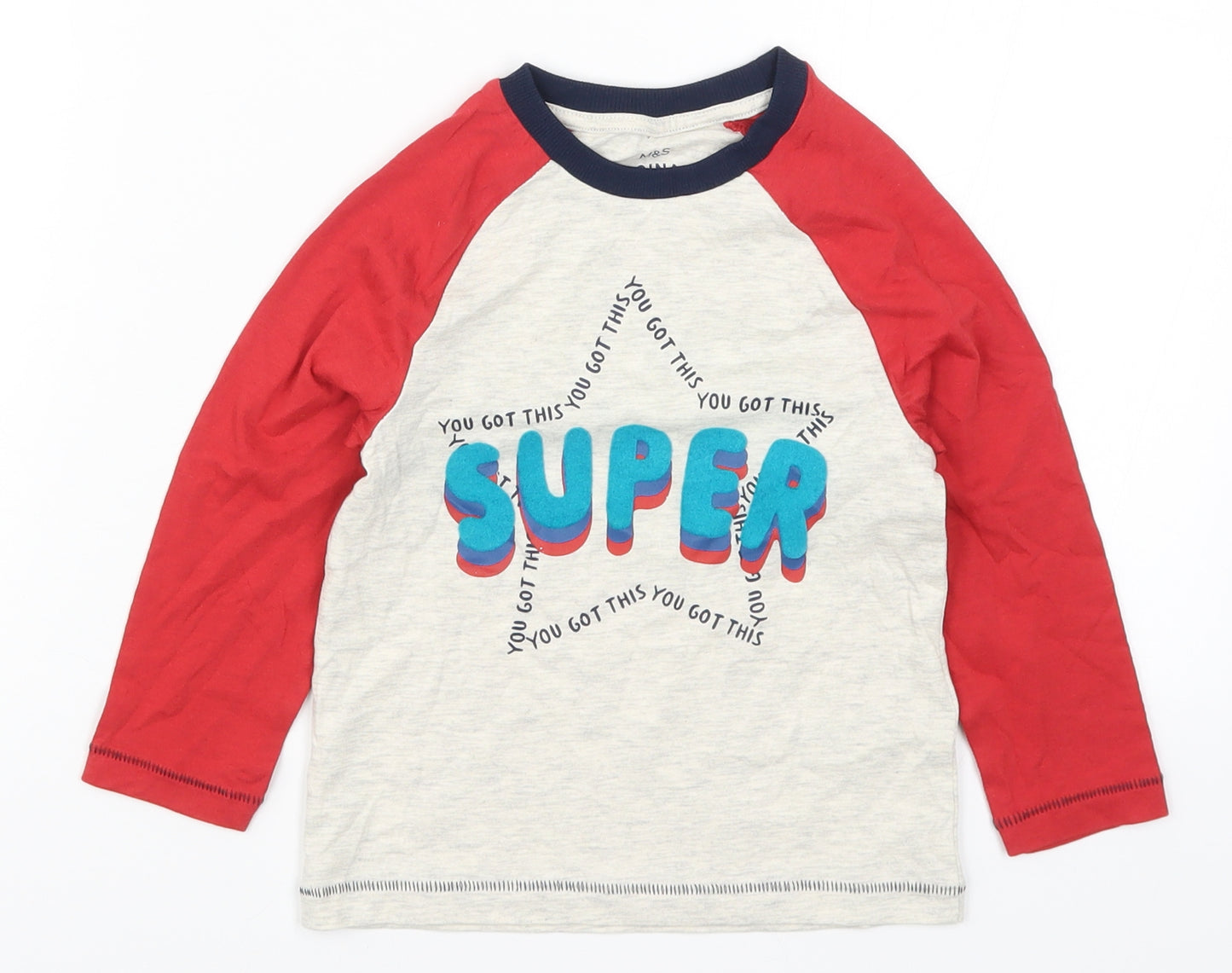 Marks and Spencer Boys Red   Basic T-Shirt Size 2-3 Years  - You Got This Super