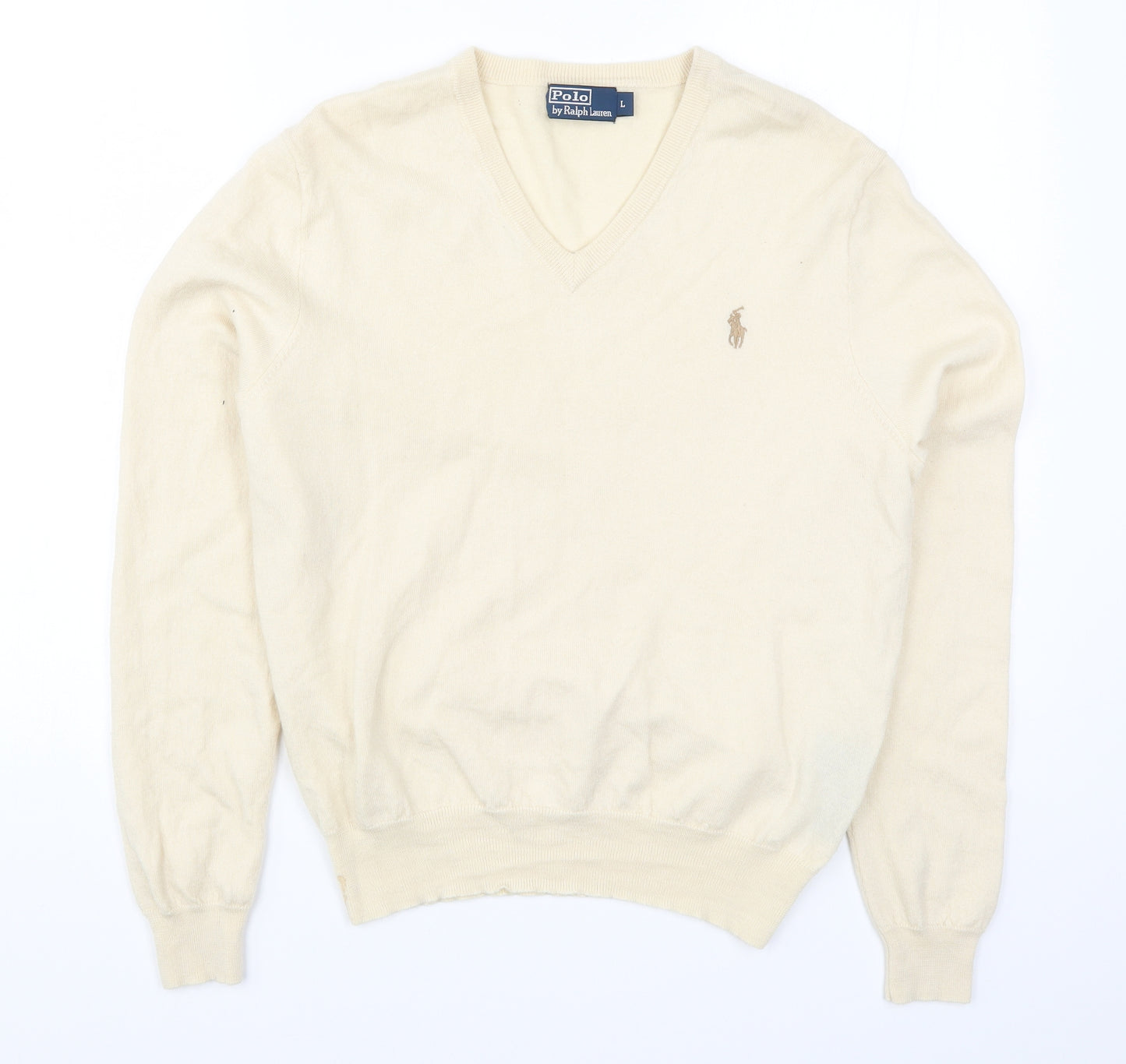 Ralph Lauren Mens Beige  Knit Pullover Jumper Size L