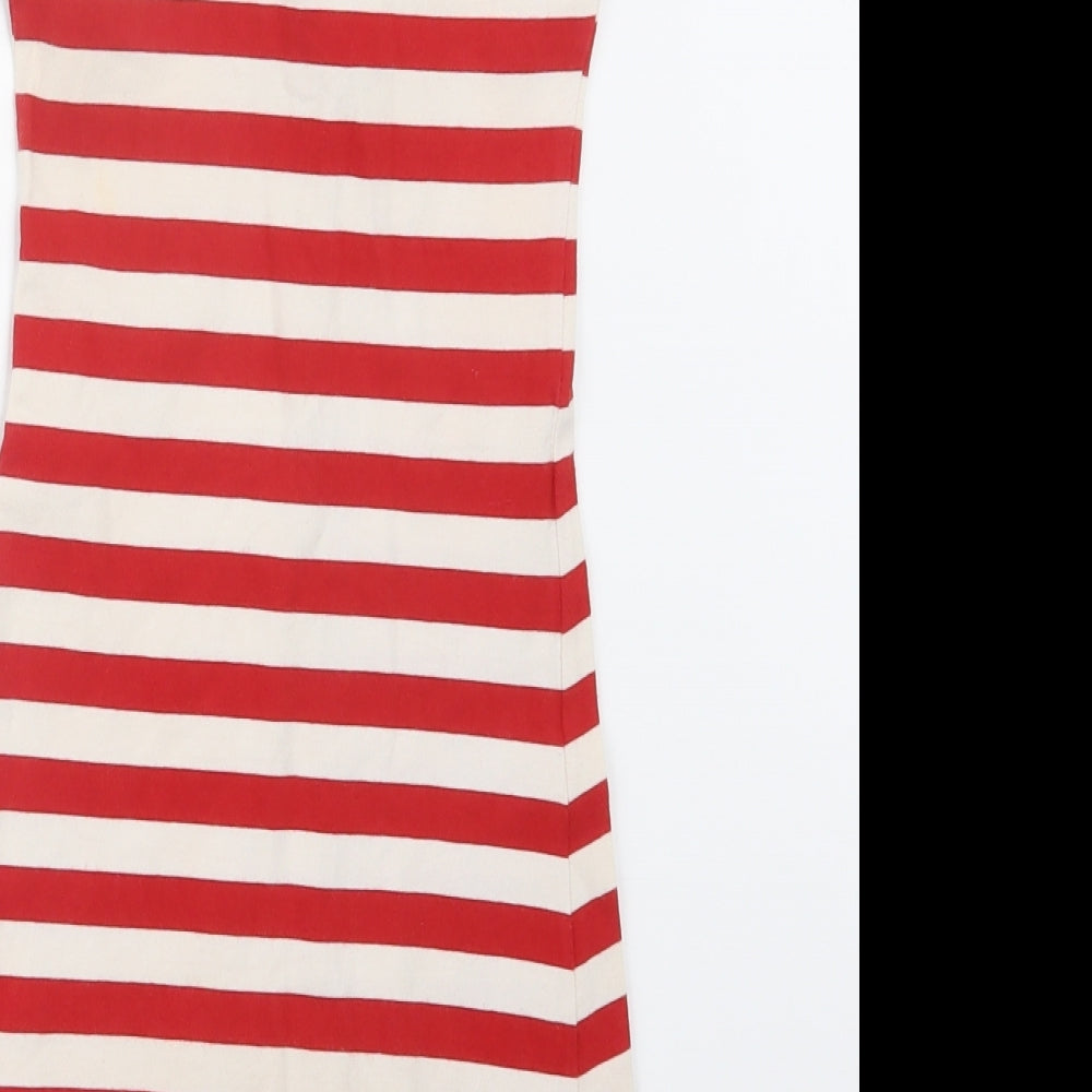 Pom Pom Girls Red Striped  Basic T-Shirt Size 6 Years  - Long