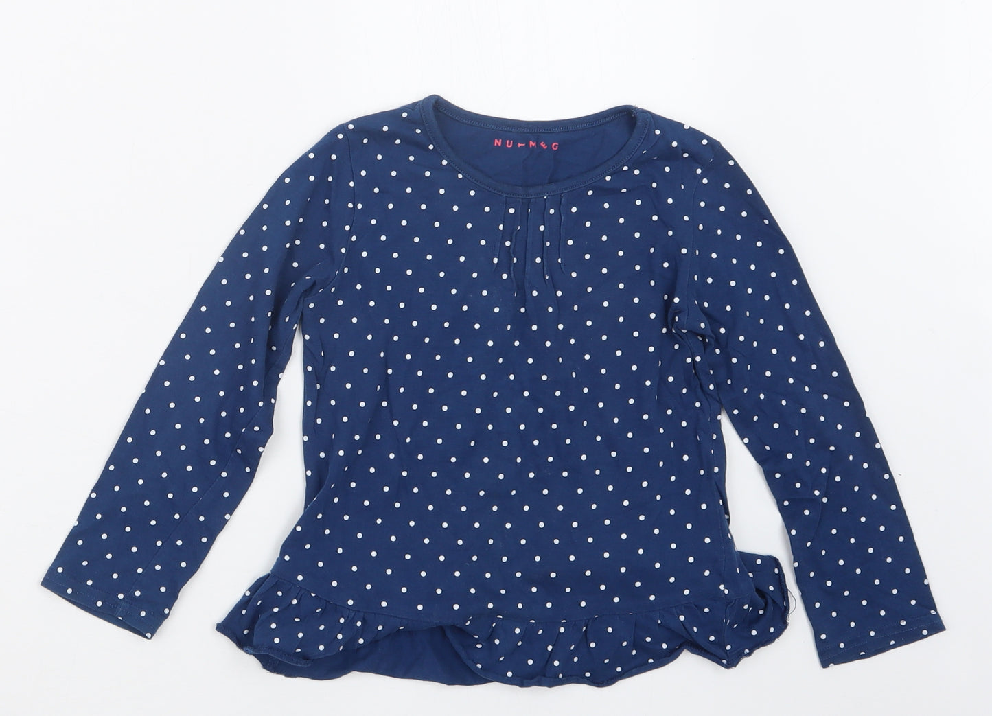 Nutmeg Girls Blue Polka Dot  Basic T-Shirt Size 5-6 Years