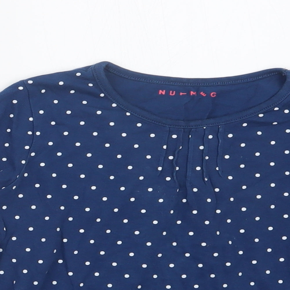 Nutmeg Girls Blue Polka Dot  Basic T-Shirt Size 5-6 Years