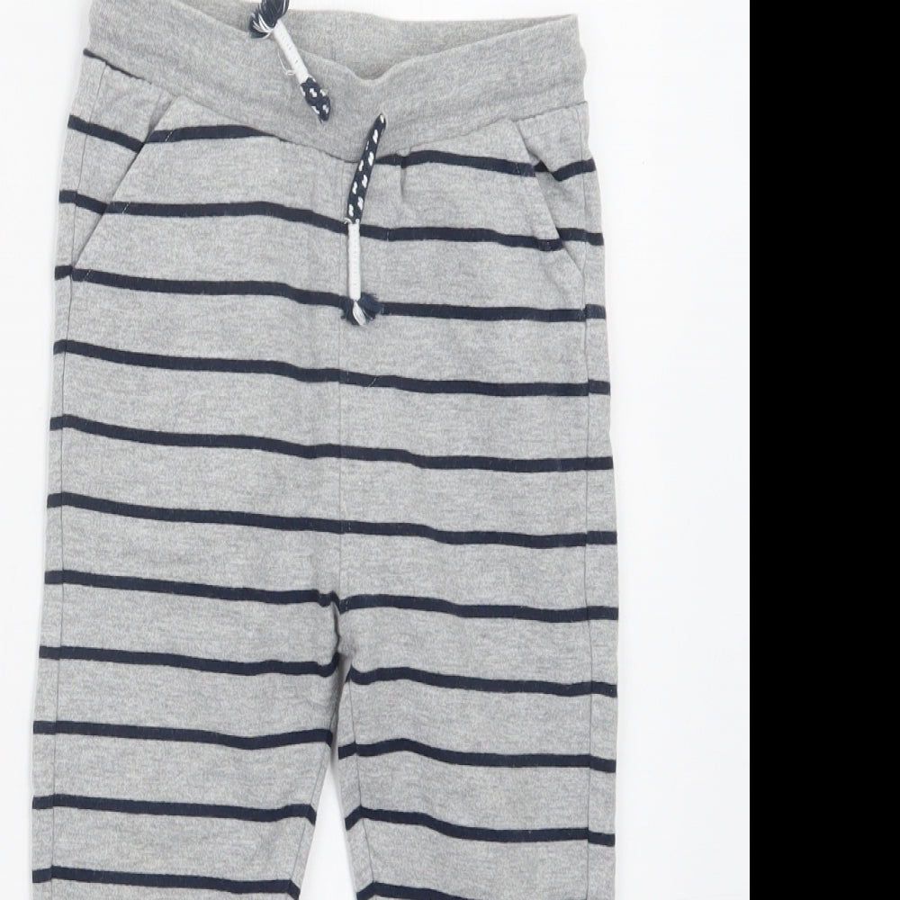Marks and Spencer Boys Grey Striped  Jogger Trousers Size 3-4 Years