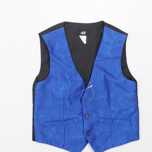 H&M Boys Blue Paisley  Jacket Waistcoat Size 6 Years