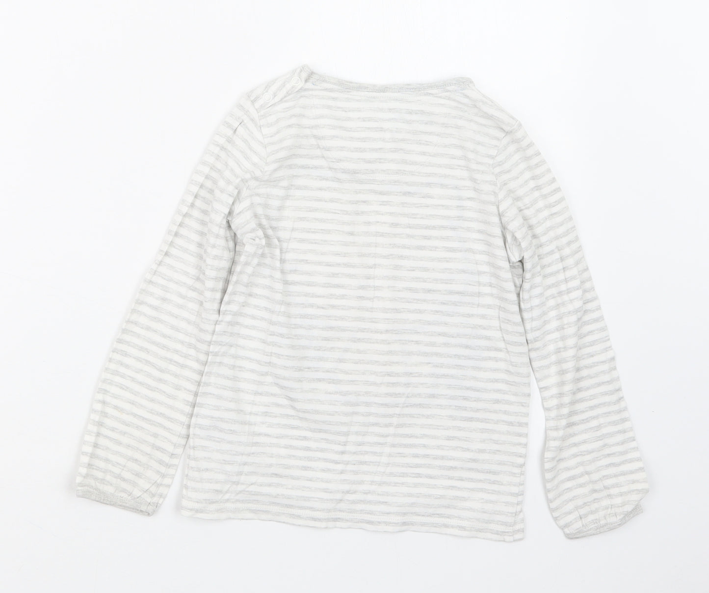 Marks and Spencer Girls Grey Striped  Basic T-Shirt Size 4-5 Years  - Hello Kitty