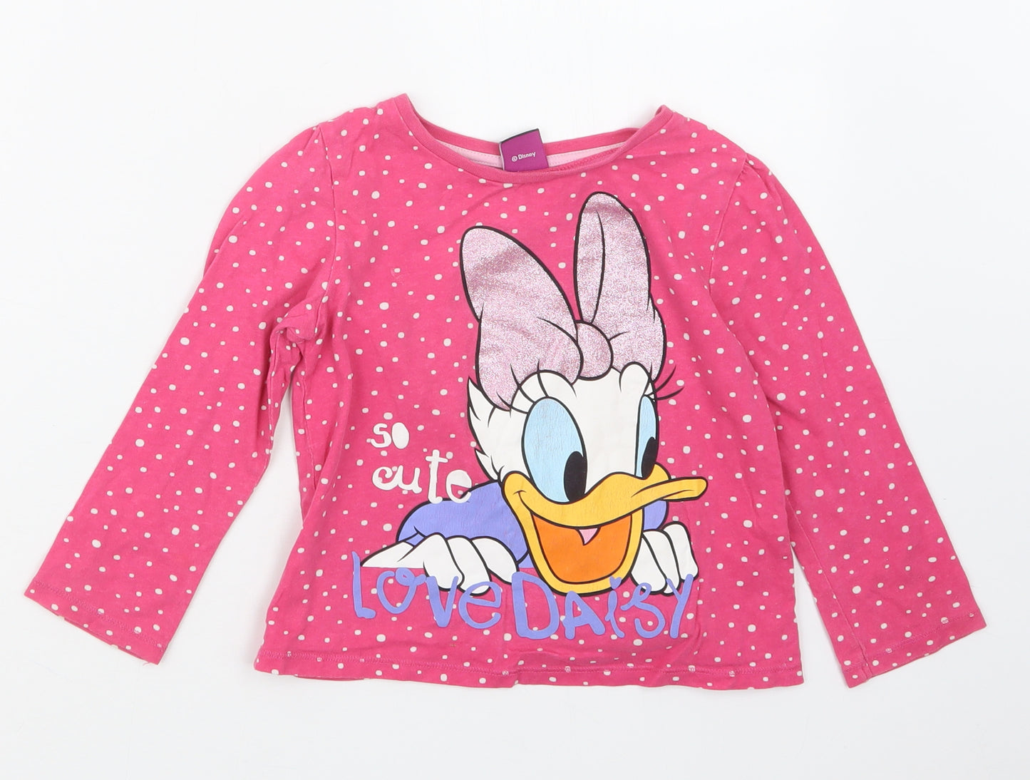 George Girls Pink Geometric  Basic T-Shirt Size 4-5 Years  - Disney