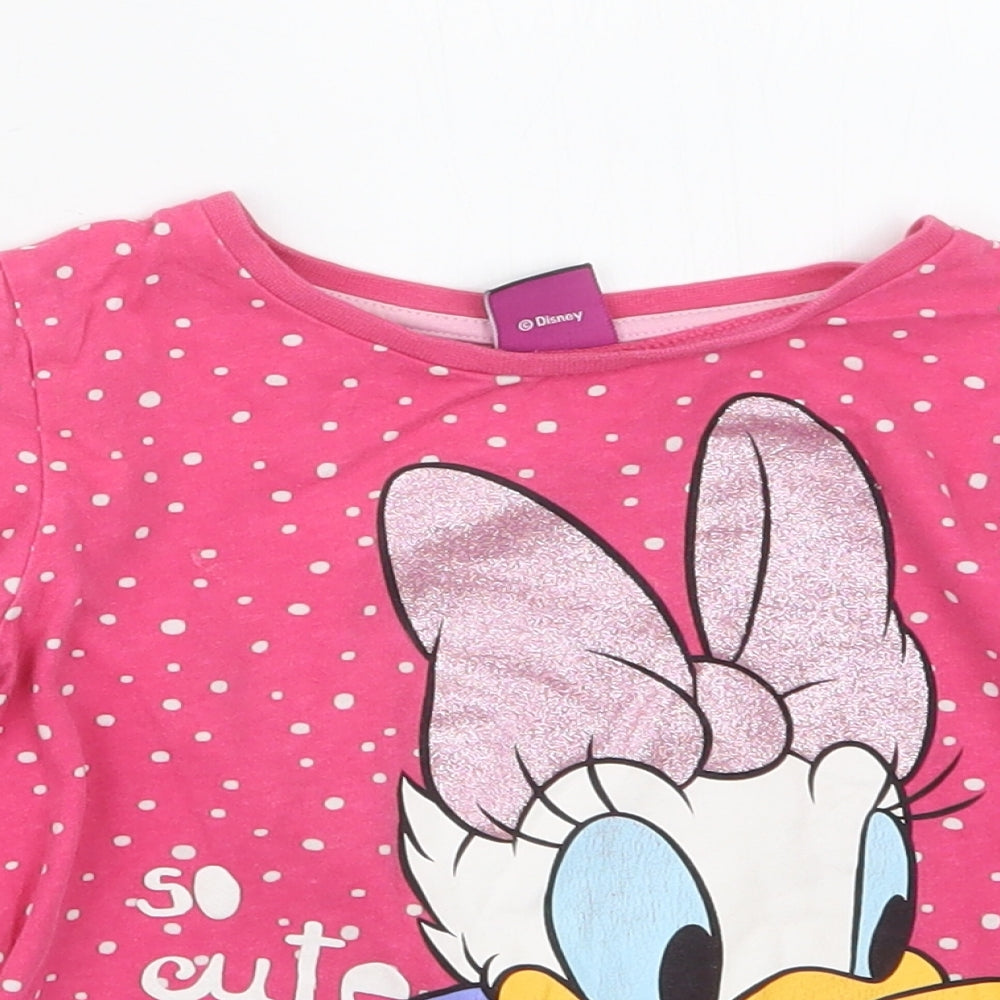 George Girls Pink Geometric  Basic T-Shirt Size 4-5 Years  - Disney