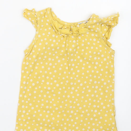 Autograph Girls Yellow Polka Dot  Basic T-Shirt Size 4-5 Years