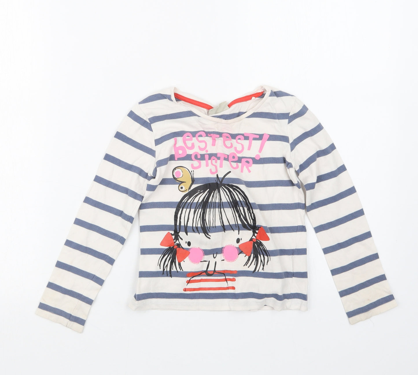 NEXT Girls Blue Striped  Basic T-Shirt Size 4-5 Years