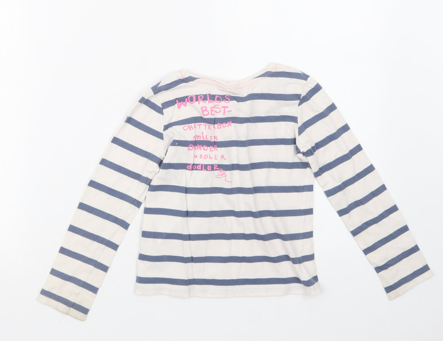 NEXT Girls Blue Striped  Basic T-Shirt Size 4-5 Years