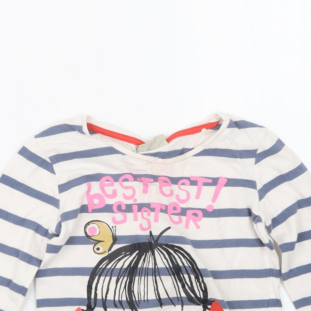 NEXT Girls Blue Striped  Basic T-Shirt Size 4-5 Years