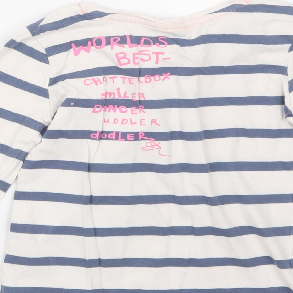 NEXT Girls Blue Striped  Basic T-Shirt Size 4-5 Years