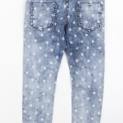 Matalan Girls Blue Polka Dot Denim Skinny Jeans Size 6 Years