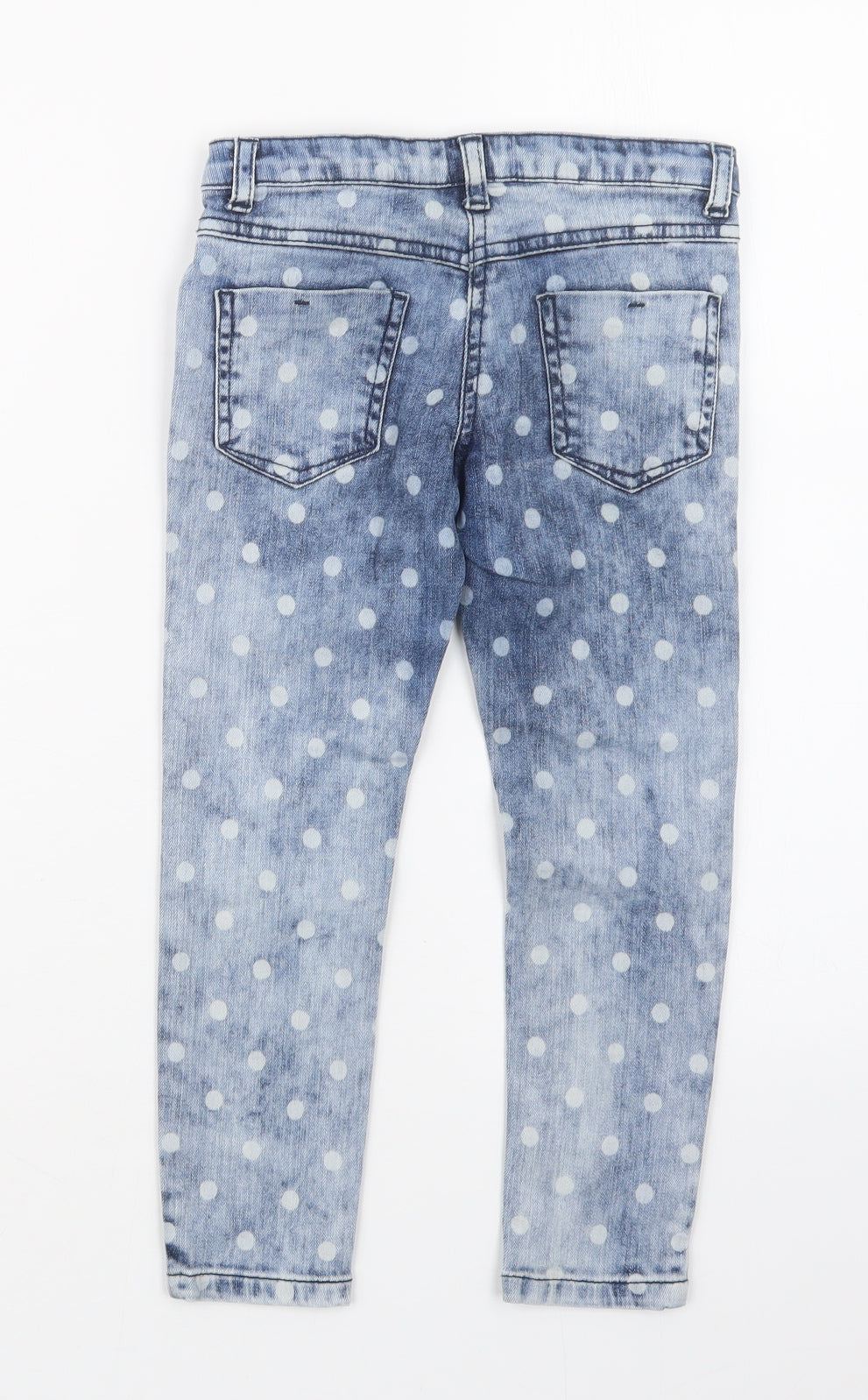 Matalan Girls Blue Polka Dot Denim Skinny Jeans Size 6 Years