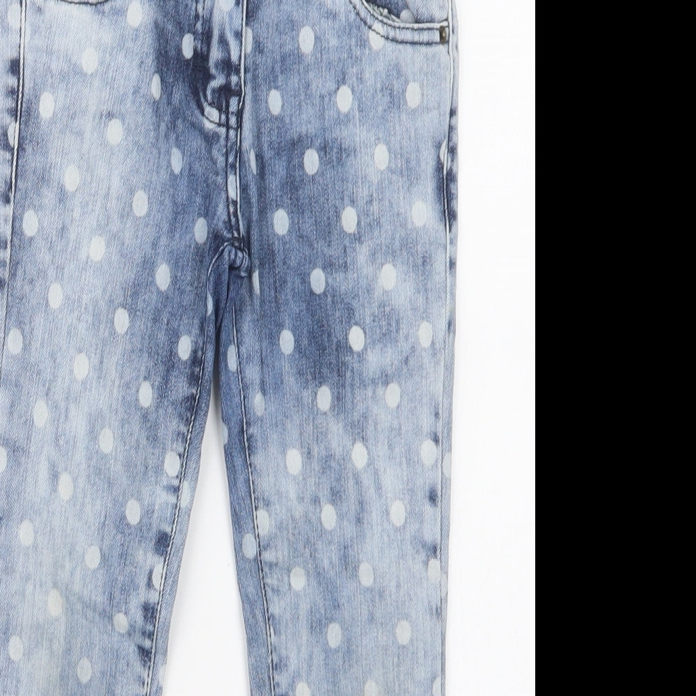 Matalan Girls Blue Polka Dot Denim Skinny Jeans Size 6 Years