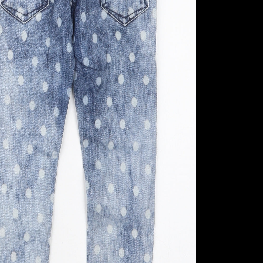 Matalan Girls Blue Polka Dot Denim Skinny Jeans Size 6 Years