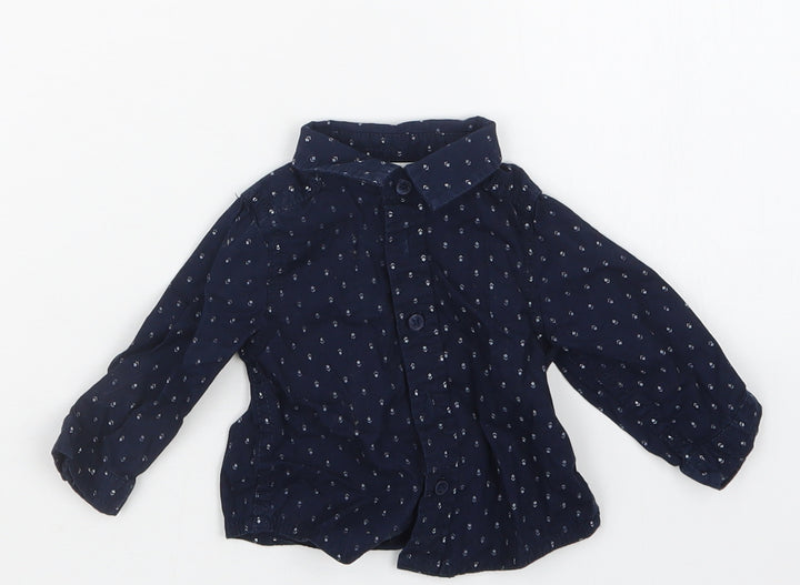 M&Co Boys Blue   Basic Button-Up Size 0-3 Months
