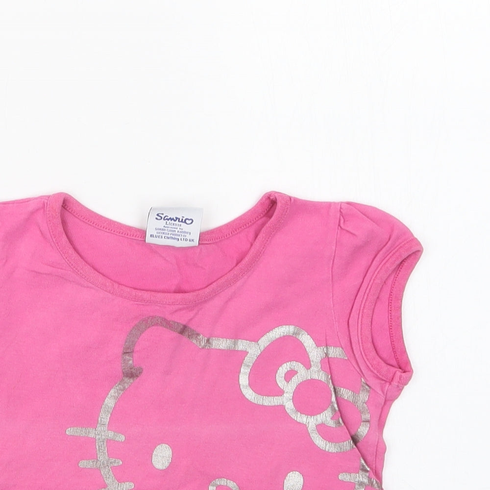 George Girls Pink   Basic T-Shirt Size 4-5 Years  - Hello Kitty