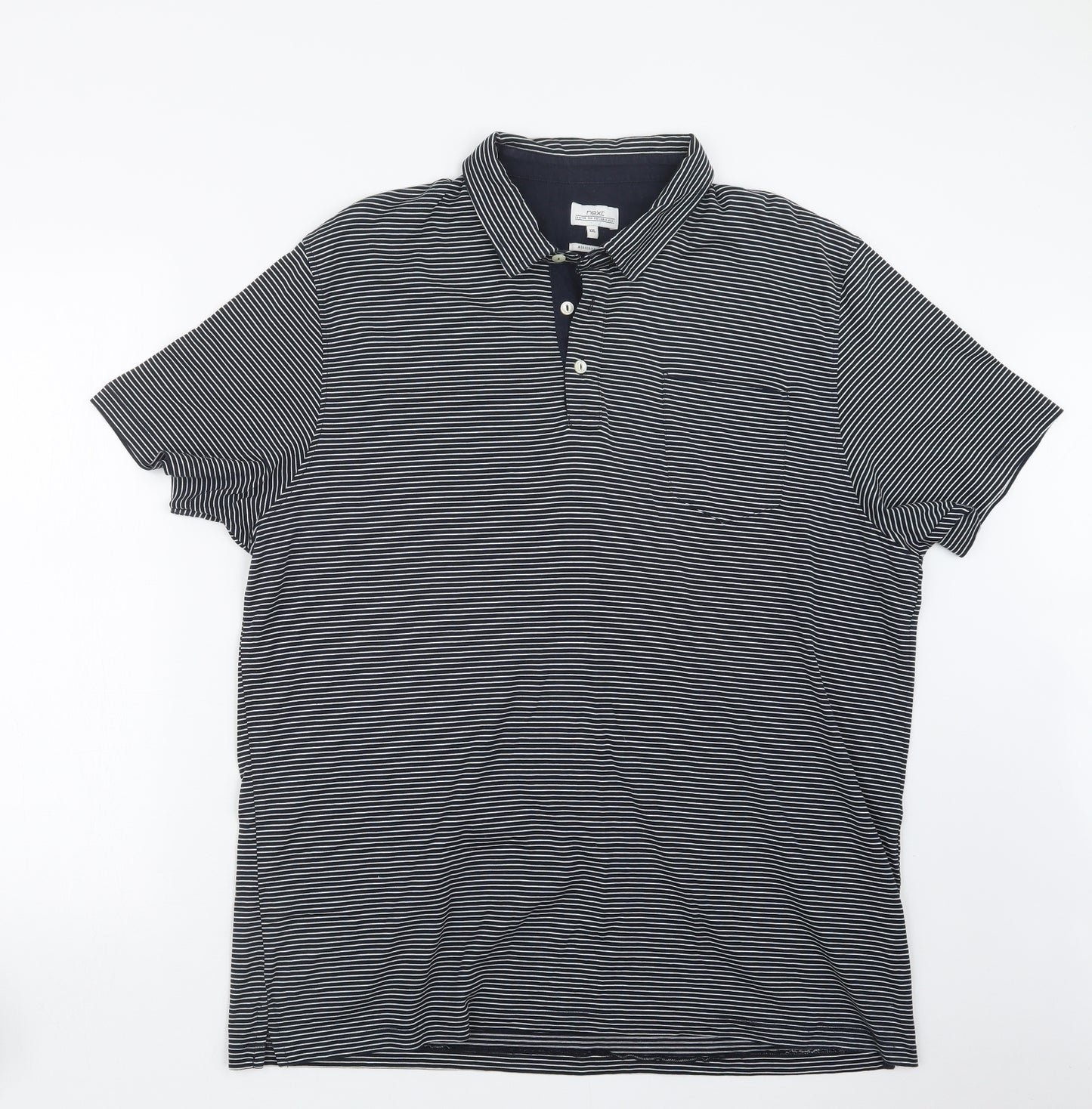 NEXT Mens Blue Striped   Polo Size 2XL