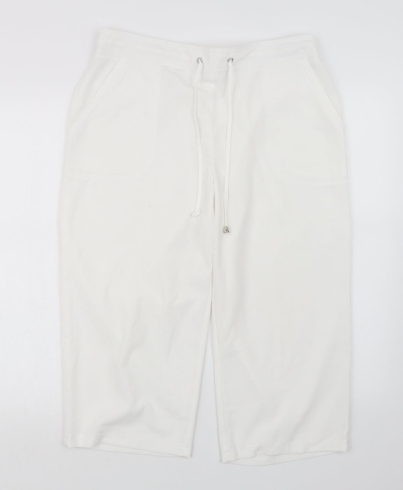 Papaya Womens White   Cropped Trousers Size 14