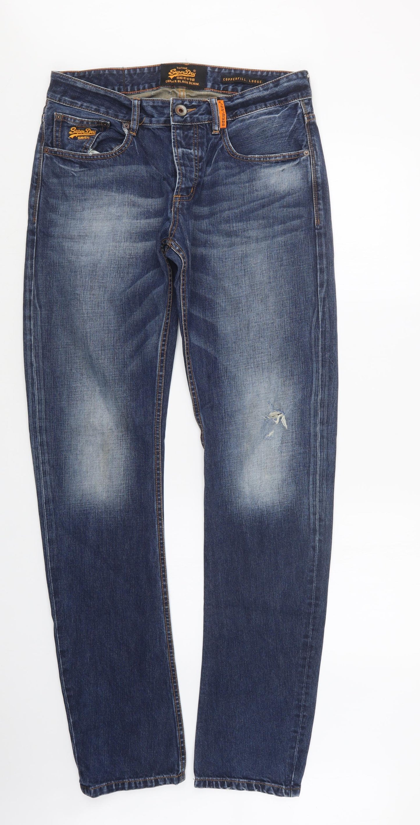 Superdry Mens Blue  Denim Straight Jeans Size 33 in L34 in
