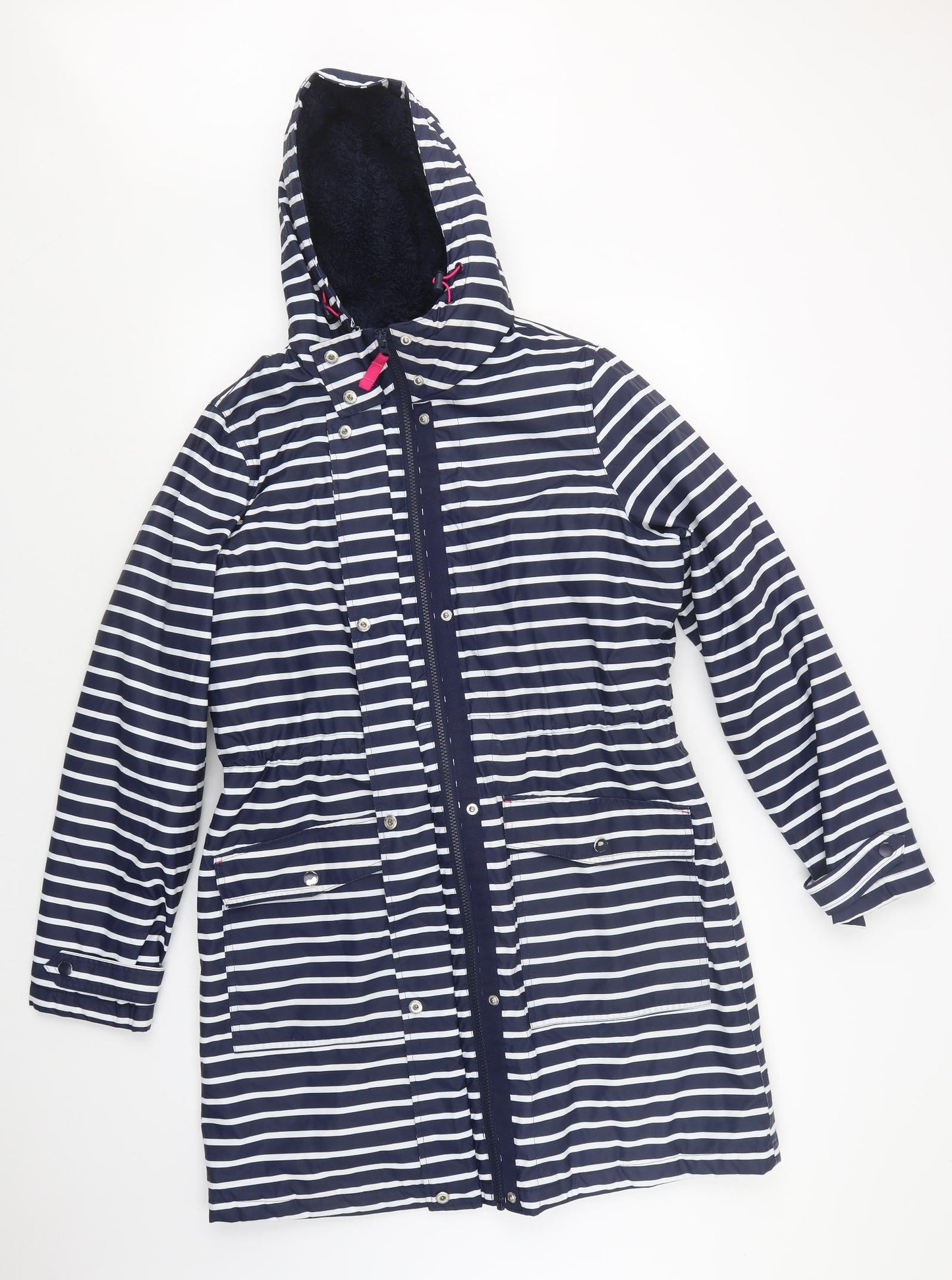 George Womens Blue Striped  Jacket Coat Size 14