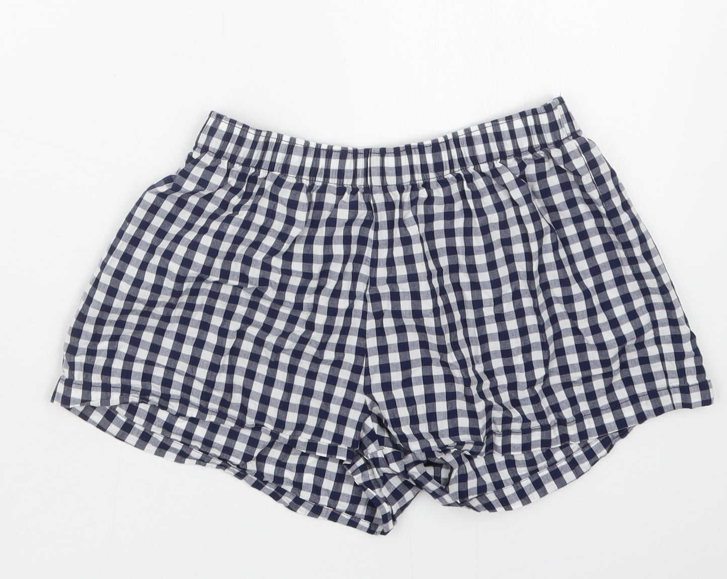 F&F Womens Blue Check  Hot Pants Shorts Size 8