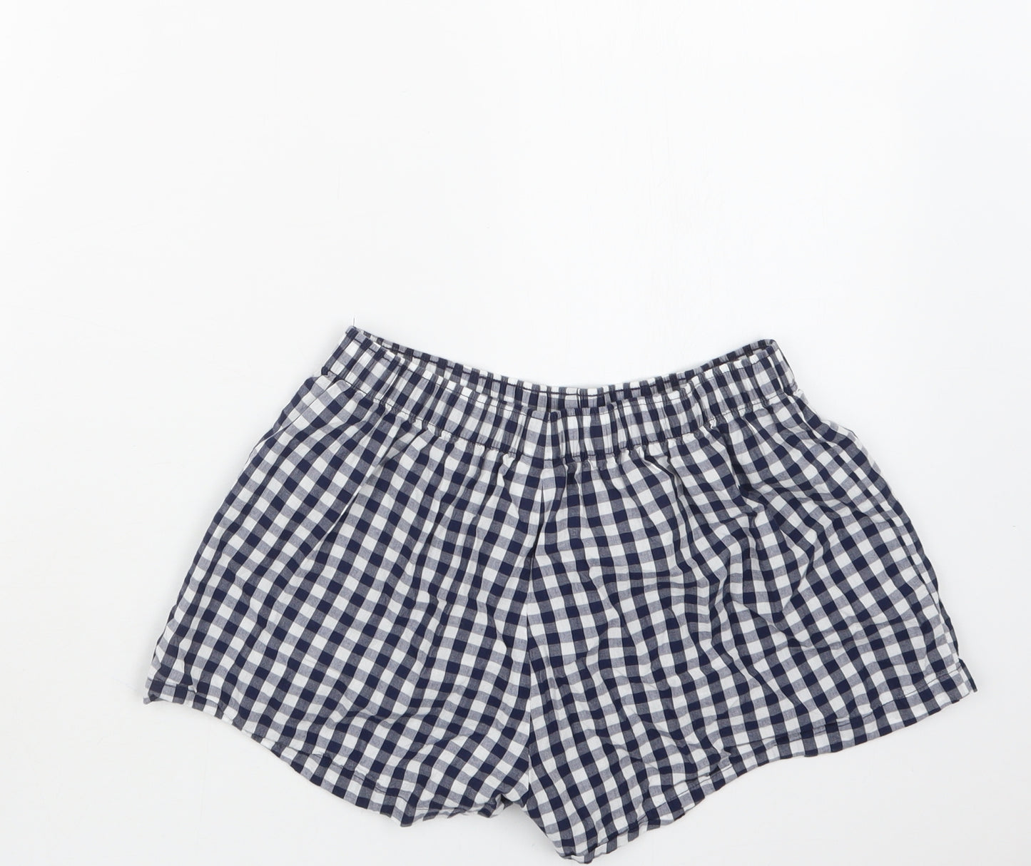 F&F Womens Blue Check  Hot Pants Shorts Size 8