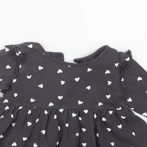 Matalan Girls Grey Geometric  T-Shirt Dress  Size 6-9 Months