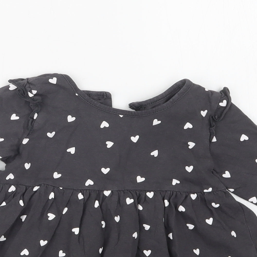 Matalan Girls Grey Geometric  T-Shirt Dress  Size 6-9 Months