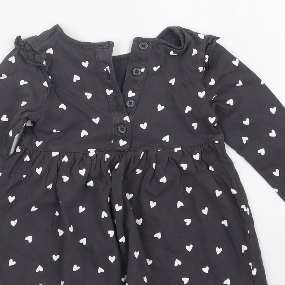 Matalan Girls Grey Geometric  T-Shirt Dress  Size 6-9 Months