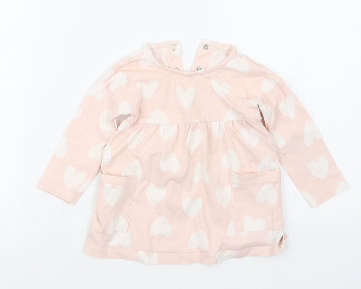 George Girls Pink Geometric  T-Shirt Dress  Size 6-9 Months