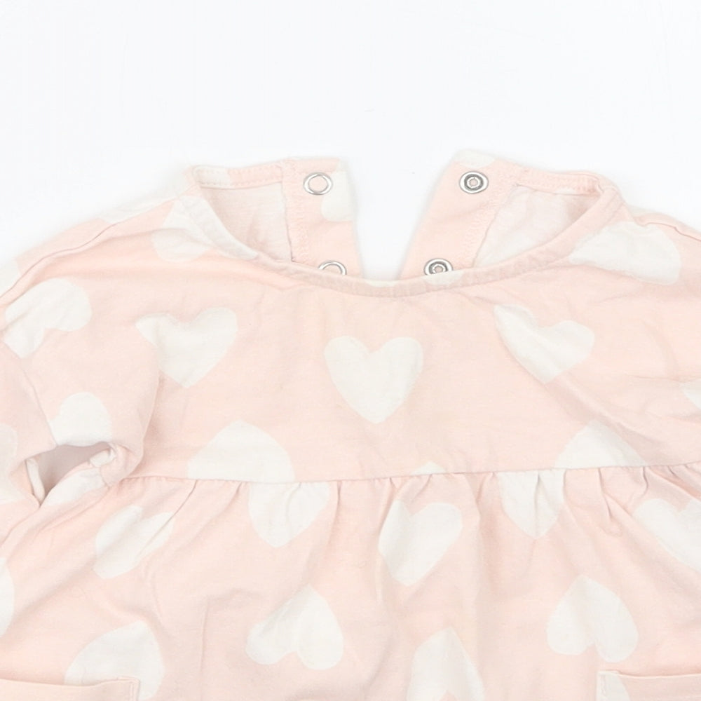 George Girls Pink Geometric  T-Shirt Dress  Size 6-9 Months