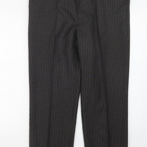 Marks and Spencer Womens Brown Check  Trousers  Size 16 L28 in