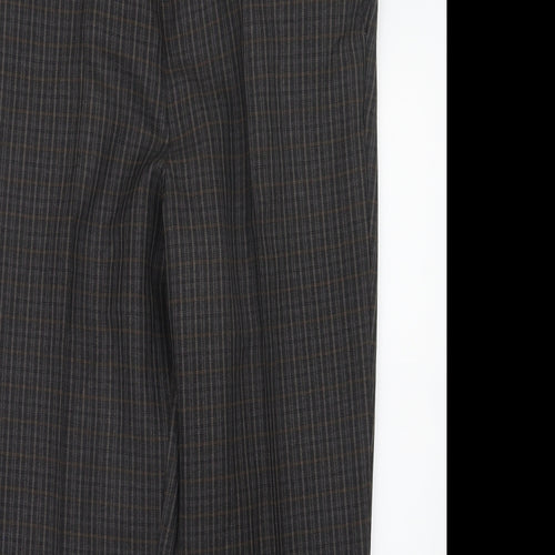 Marks and Spencer Womens Brown Check  Trousers  Size 16 L28 in