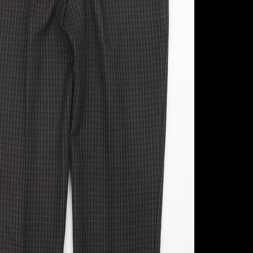 Marks and Spencer Womens Brown Check  Trousers  Size 16 L28 in