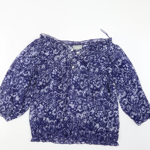 Wallis Womens Blue Geometric  Basic Blouse Size L