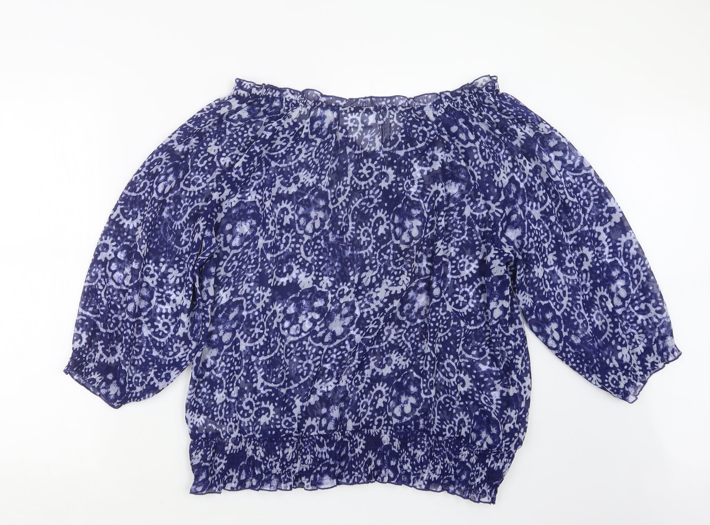 Wallis Womens Blue Geometric  Basic Blouse Size L