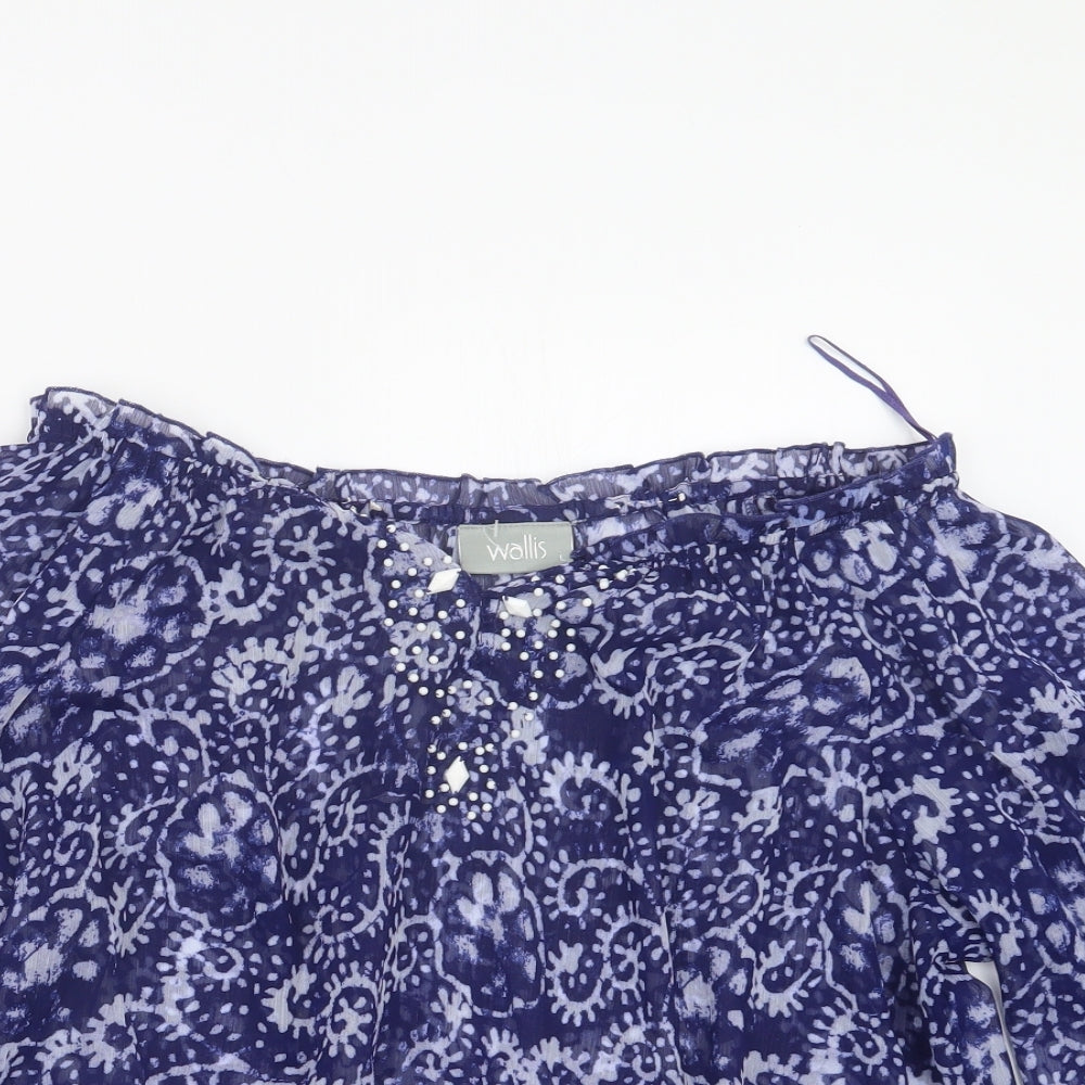 Wallis Womens Blue Geometric  Basic Blouse Size L