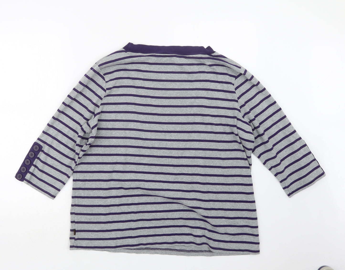 Maine Womens Grey Striped  Basic T-Shirt Size 22