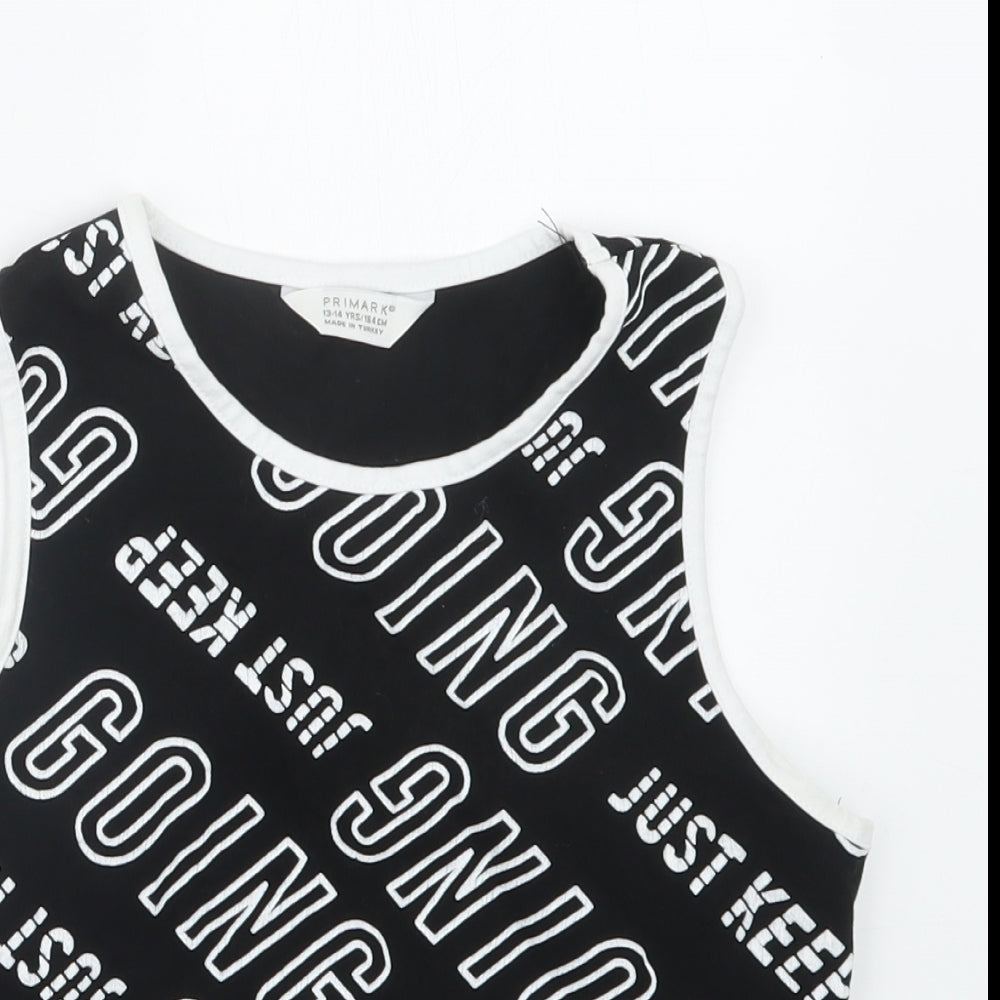 Primark Girls Black   Cropped T-Shirt Size 13-14 Years