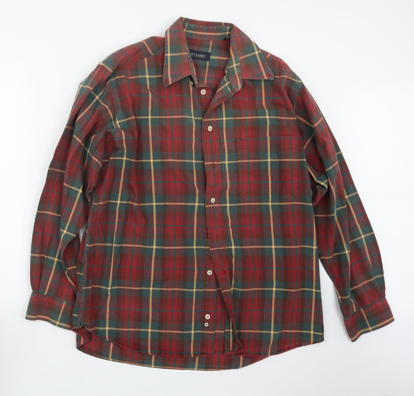 New Classics Mens Red Check   Button-Up Size L