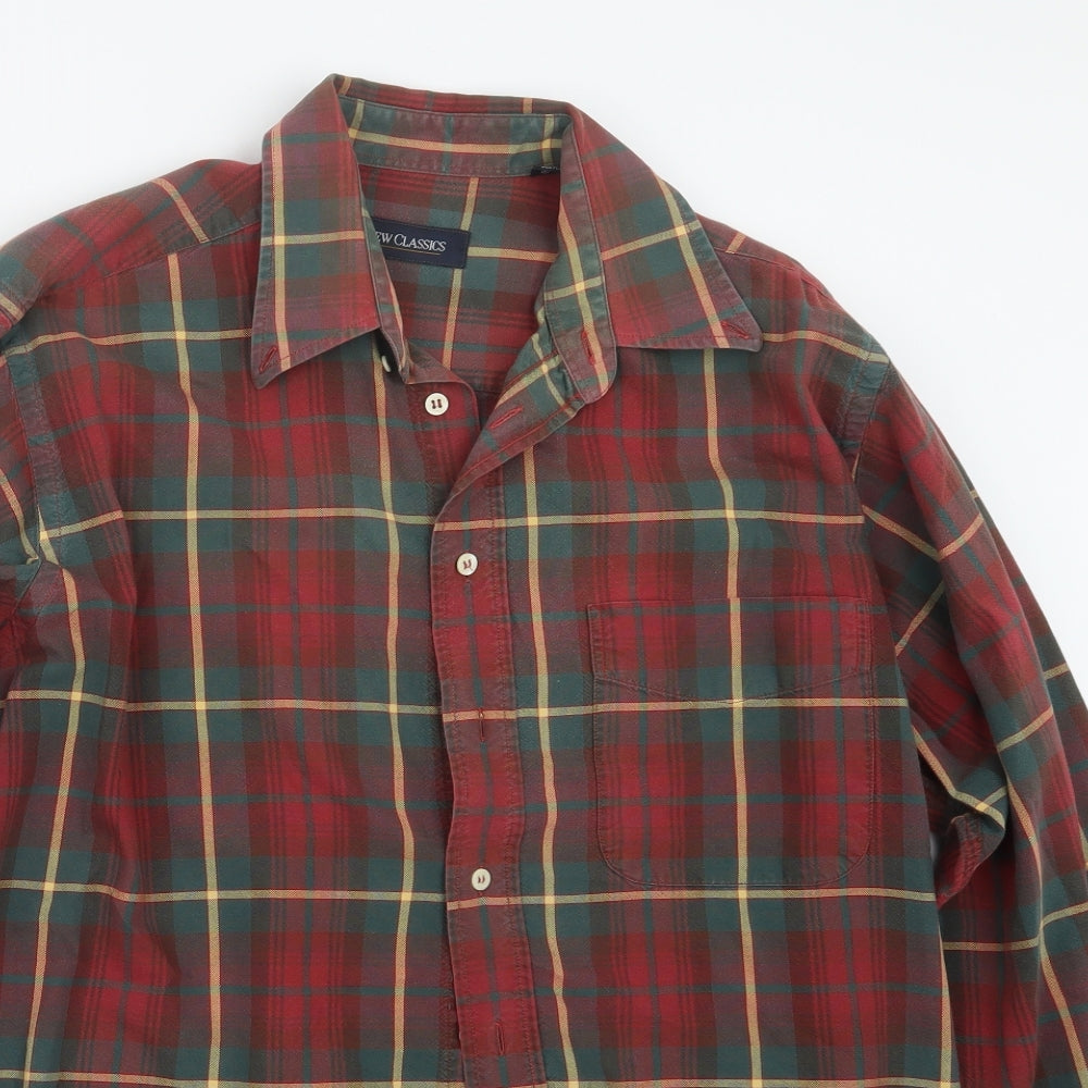 New Classics Mens Red Check   Button-Up Size L