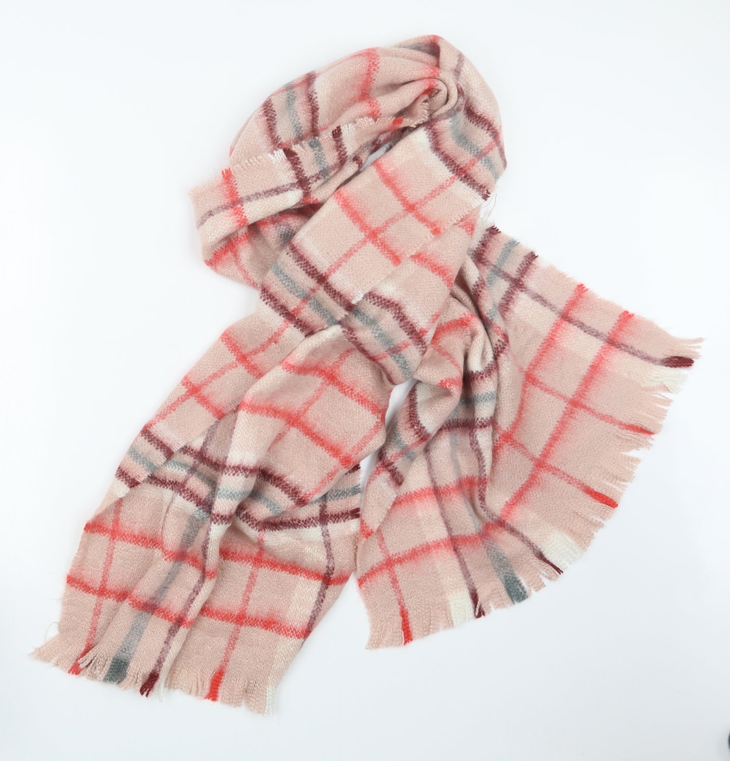 Preworn Womens Pink Check Knit  Scarf