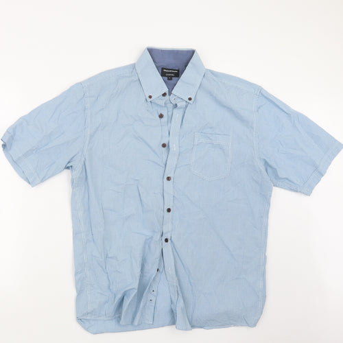 Greenwoods Mens Blue Check   Button-Up Size L